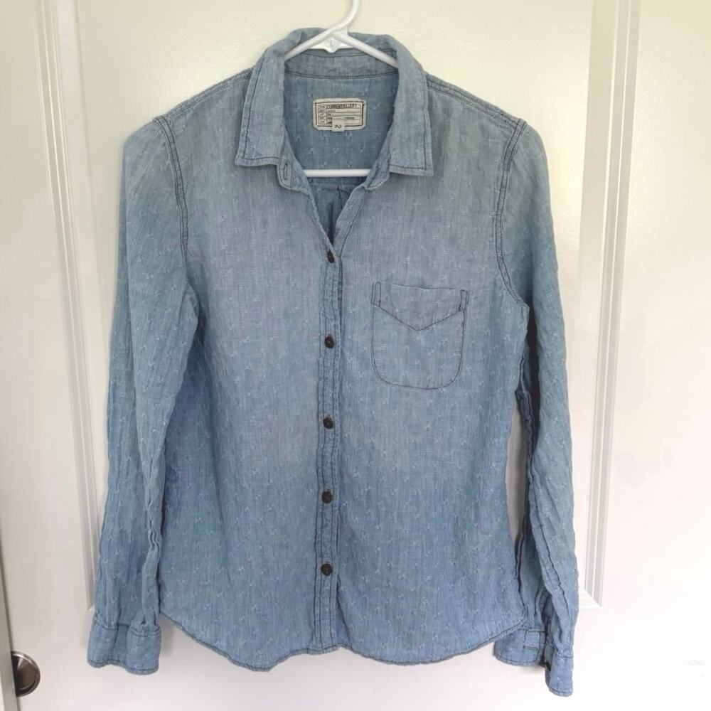 Light Blue Button-Down Shirt - Women's Casual Chambray Top